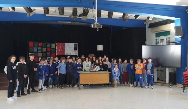 Welcomed at the School by the children